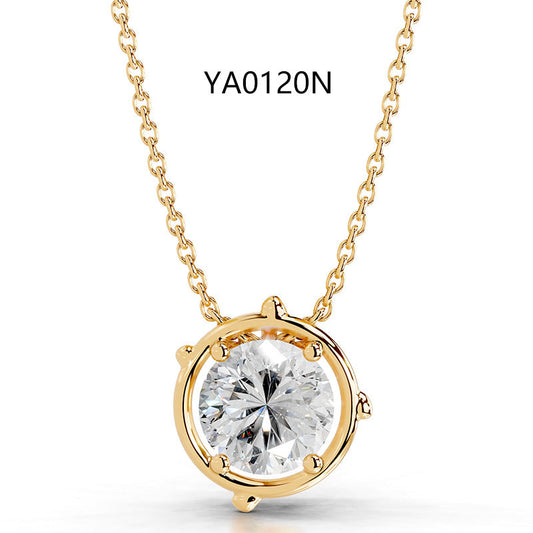 2CT Moissanite Pendant Gold Necklace