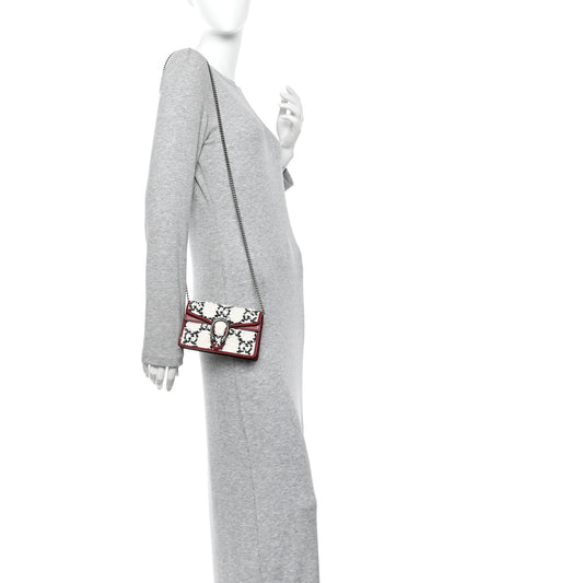 Tweed GG Monogram Super Mini Dionysus Shoulder Bag White Black Romantic Cherry