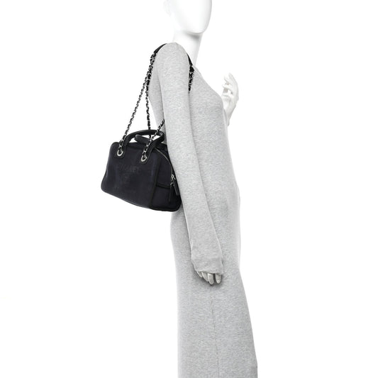 Mixed Fibers Small Deauville Bowling Bag Navy Blue