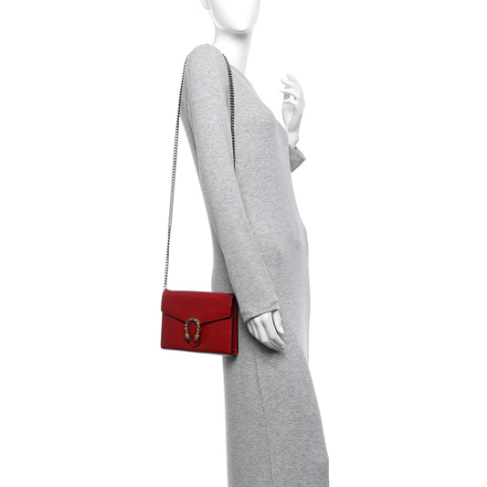 Calfskin Mini Dionysus Chain Wallet Hibiscus Red