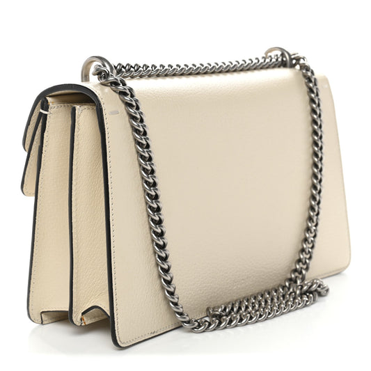Textured Calfskin Crystal Small Dionysus Shoulder Bag Mystic White