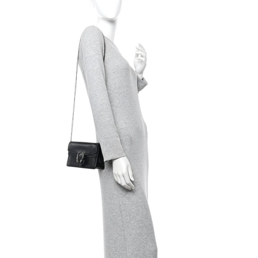 Crinkled Patent Super Mini Dionysus Shoulder Bag Black