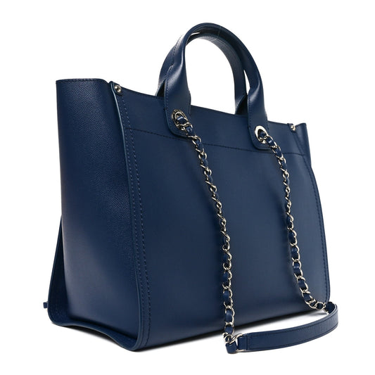 Caviar Small Studded Deauville Tote Navy