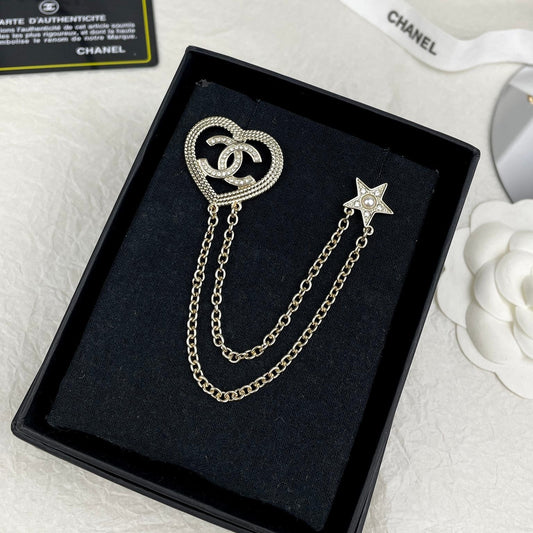 Chanel Heart Star Brooch