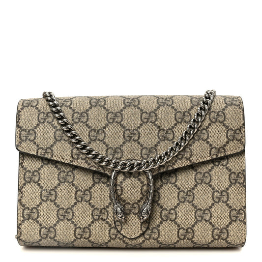 GG Supreme Monogram Mini Dionysus Chain Wallet Beige Taupe