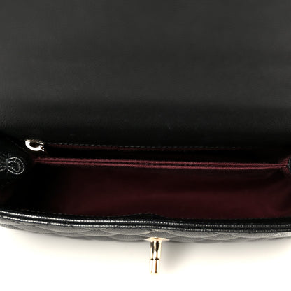 Caviar Quilted Mini Coco Handle Flap Black