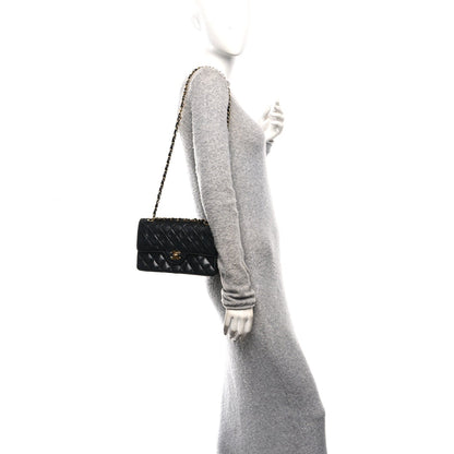 Lambskin Quilted Small Double Flap Black