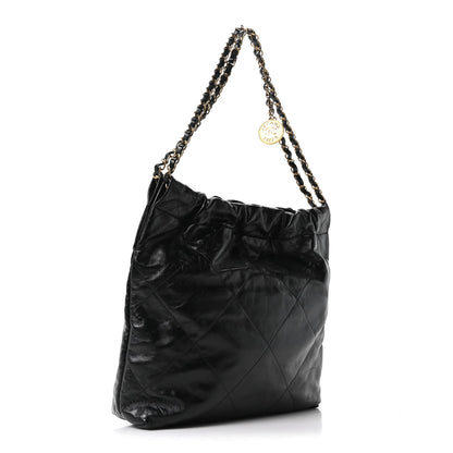 Shiny Calfskin Quilted Small Chanel 22 Black