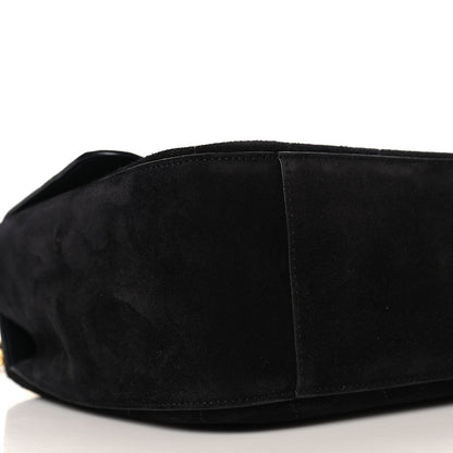 Suede Calfskin Small Souplissimo Maxi Flap Black
