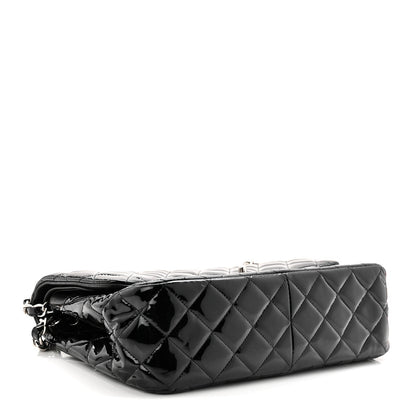 Patent Quilted Jumbo Double Flap Black