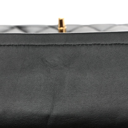 Lambskin Quilted Medium Double Flap Black
