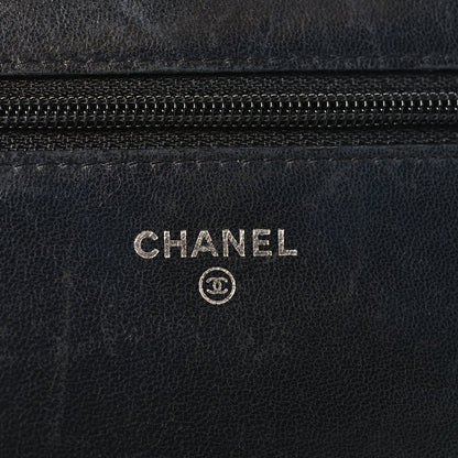 Calfskin Diamond Stitch Wallet On Chain WOC Black