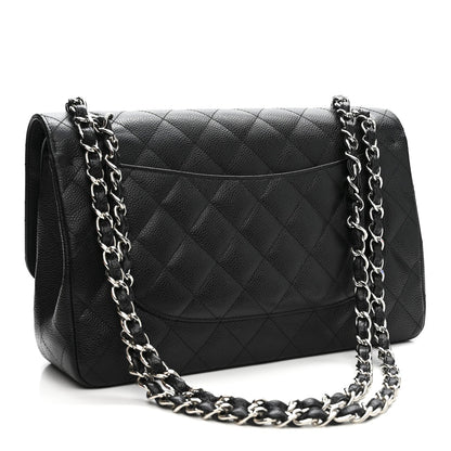 Caviar Quilted Jumbo Double Flap Black