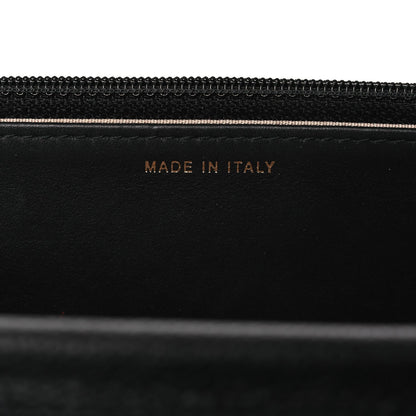 Grained Calfskin Quilted Cuba Wallet On Chain WOC Black