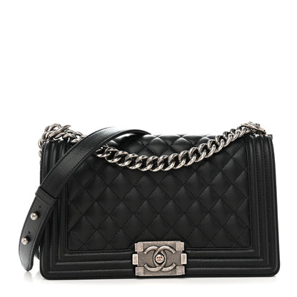 Caviar Quilted Medium Boy Flap Black