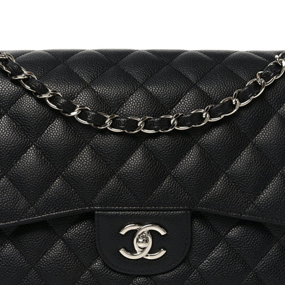 Caviar Quilted Jumbo Double Flap Black