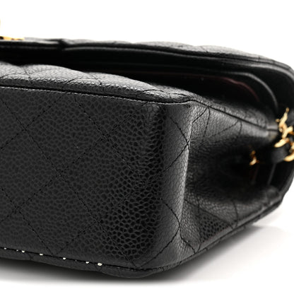 Caviar Quilted Small Double Flap Black