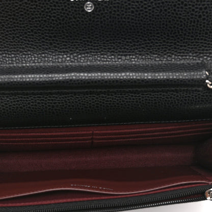 Caviar Quilted CC Turnlock Wallet On Chain WOC Black