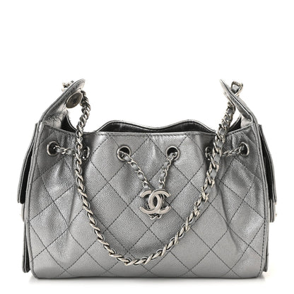 Metallic Caviar Quilted Mini Chanel 25 Handbag Anthracite