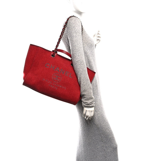 Lurex Boucle Medium Deauville Tote Red