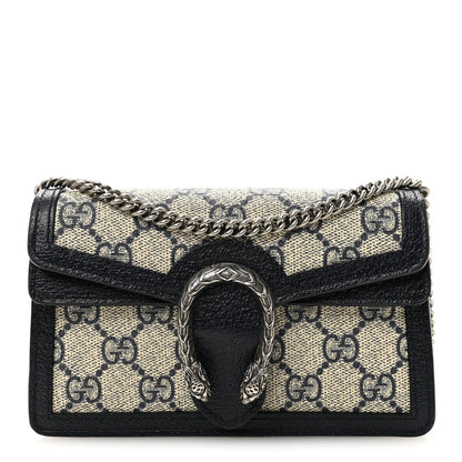 GG Supreme Monogram Textured Dollar Calfskin Super Mini Dionysus Shoulder Bag Beige Blue