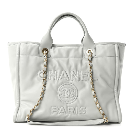 Calfskin Small Deauville Tote Light Grey