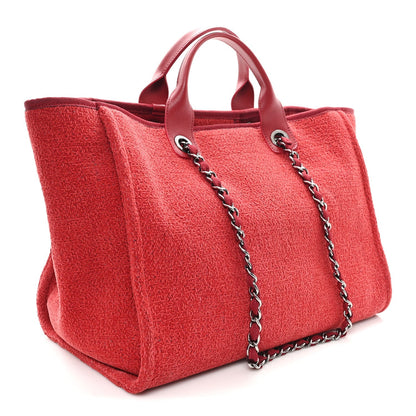 Lurex Boucle Medium Deauville Tote Red