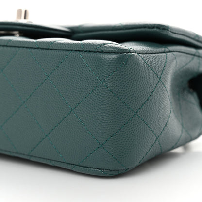 Caviar Quilted Mini Rectangular Flap Dark Turquoise