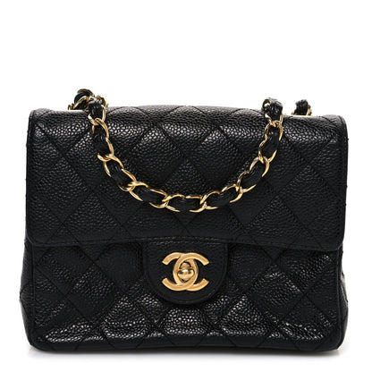 Caviar Quilted Mini Square Flap Black