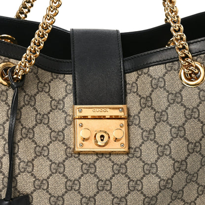 GG Supreme Monogram Medium Padlock Tote Black