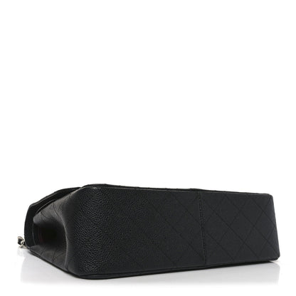 Caviar Quilted Jumbo Double Flap Black