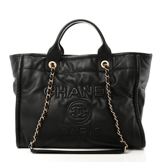 Calfskin Small Deauville Tote Black
