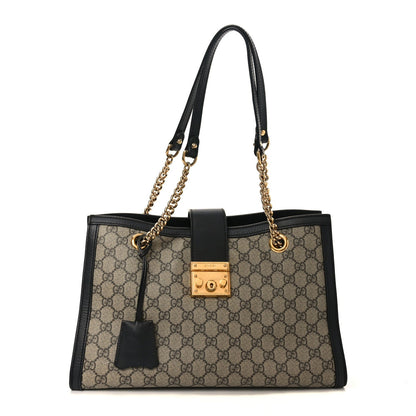 GG Supreme Monogram Medium Padlock Tote Black