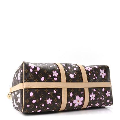 LV X TM Monogram Cherry Blossom Keepall Bandouliere 45 Sakura Brown