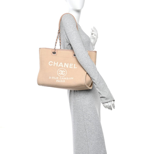 Mixed Fibers Small Deauville Tote Beige