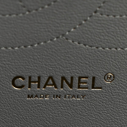 Caviar Quilted Jumbo Double Flap Grey