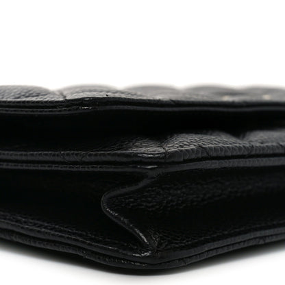 Caviar Quilted Wallet on Chain WOC Black