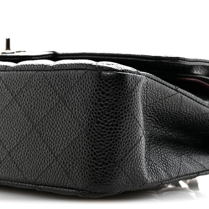 Caviar Quilted Medium Double Flap Black