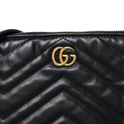 Calfskin Matelasse GG Marmont Flat Messenger Bag Black