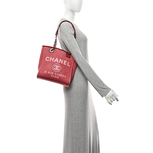 Canvas Mini Deauville Tote Red