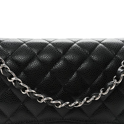 Caviar Quilted Medium Double Flap Black