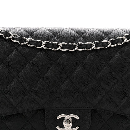 Caviar Quilted Jumbo Double Flap Black