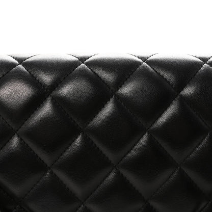 Lambskin Quilted Maxi Double Flap Black