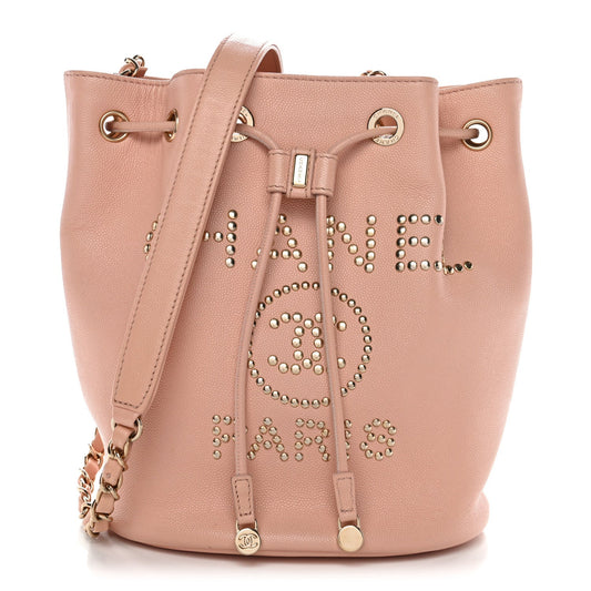 Caviar Deauville Drawstring Bucket Bag Light Pink