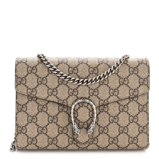 GG Supreme Monogram Mini Dionysus Chain Wallet Beige Taupe