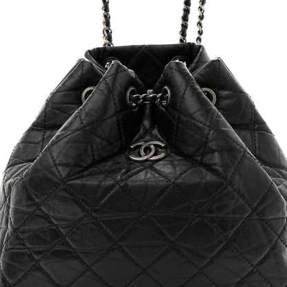Aged Calfskin Quilted Small Gabrielle Backpack Black