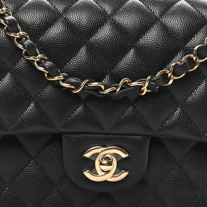 Caviar Quilted Medium Double Flap Navy