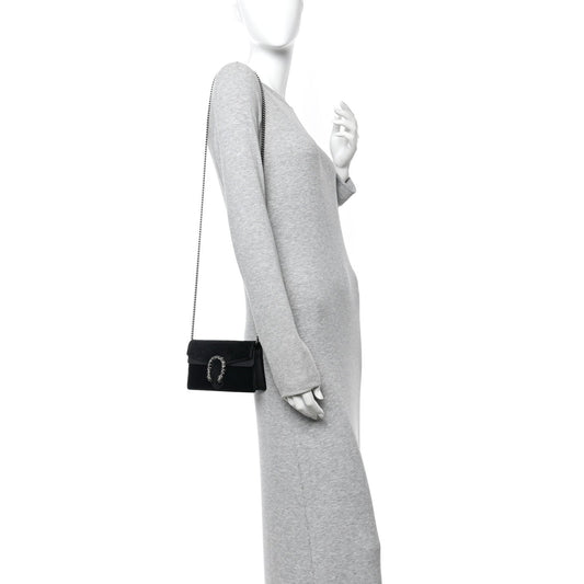 Velvet Super Mini Dionysus Shoulder Bag Black
