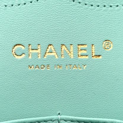 Caviar Quilted Jumbo Double Flap Light Green