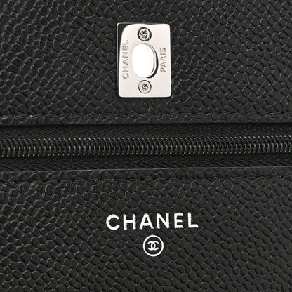 Caviar Quilted CC Turnlock Wallet On Chain WOC Black